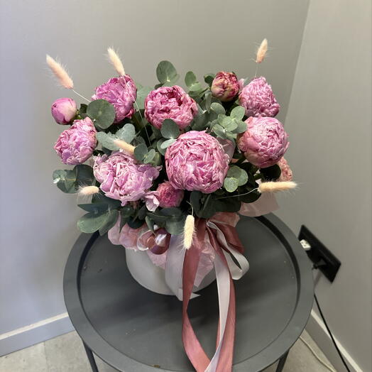 Коробочка с пионами (04858)