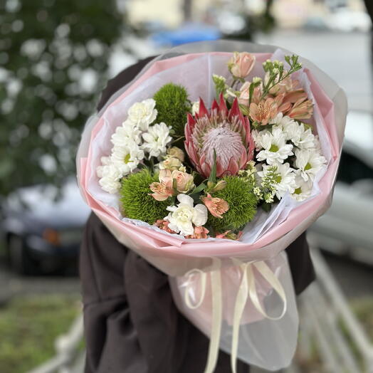 Букет с экзотической протеей 💚
