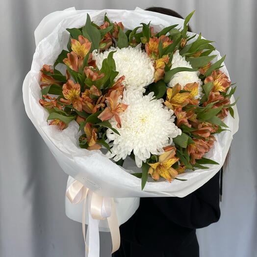 Букет Дуо из хризантемы и альстромерии🌼