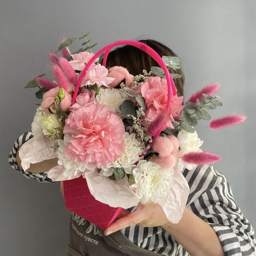 Композиция комплимент 💖 розовый диантус 🌸 белоснежная ЭУСТОМА 🤍🤍🤍