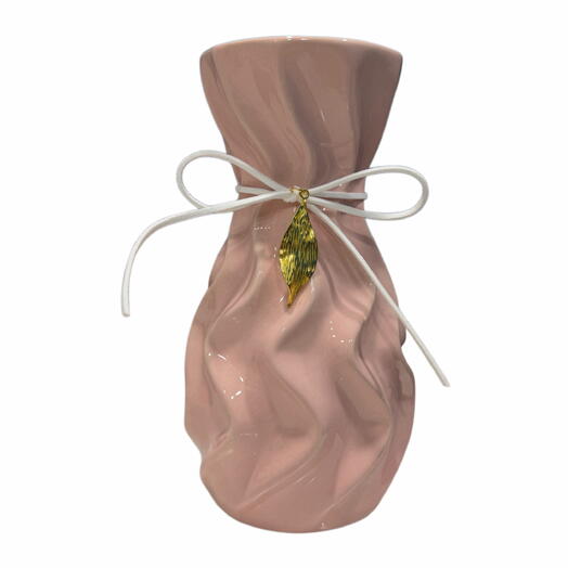Ваза для цветов подарок нежно розовая 20см. Vase for flowers gift soft pink 20cm