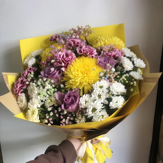 Букет с желтыми хризантемами 💐