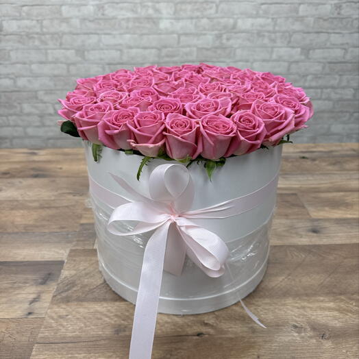 Розовые розы в коробке 💕💕💕