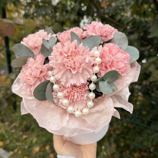 🌸Милая композиция для мамы🌸 стойкий диантус и эвкалипт