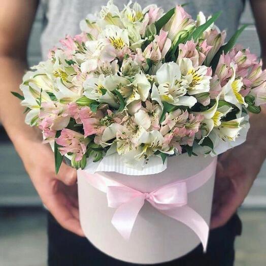 Hatbox with Alstroemeria