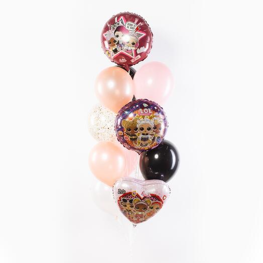 Themed bouquet of balls "LOL Dolls" of 13 pieces