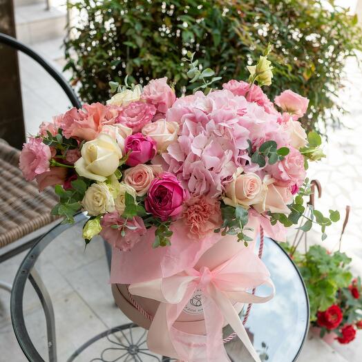 Caja de flores de Hortensia