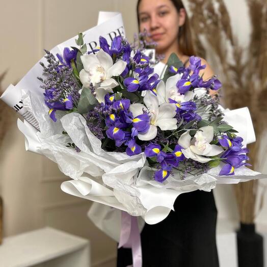 Irises with orchids