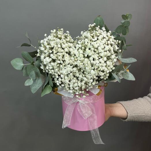 White Gypsophila Heart