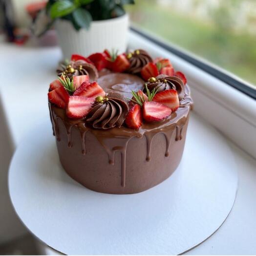 Pastel de fresa de chocolate