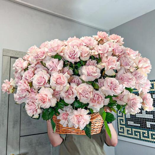 101 french roses in a basket