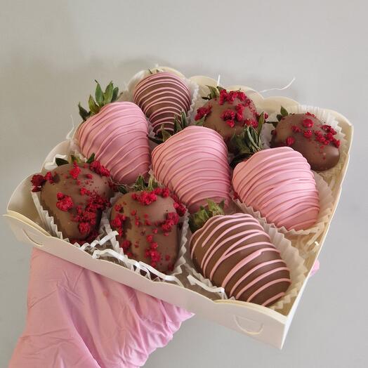 Клубника в шоколаде 🍫(9 ягод) Французский поцелуй mini