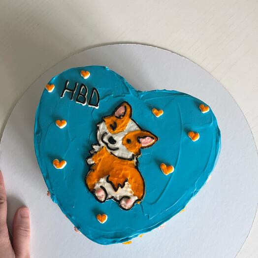 Торт «попка корги» сердце 1,5 кг банан арахис