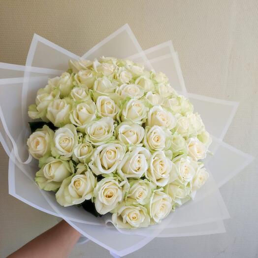 Bouquet of 51 white roses 50 cm