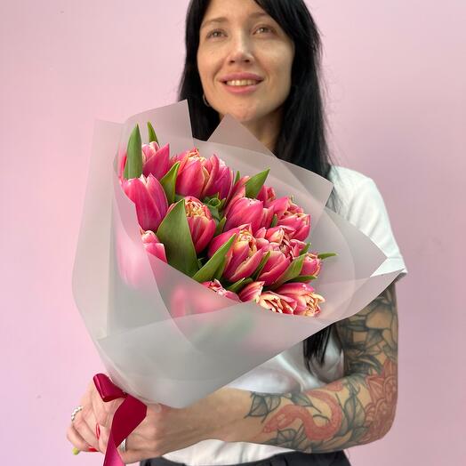 Букет из 15 пионовидных тюльпанов Колумбус 😏💕