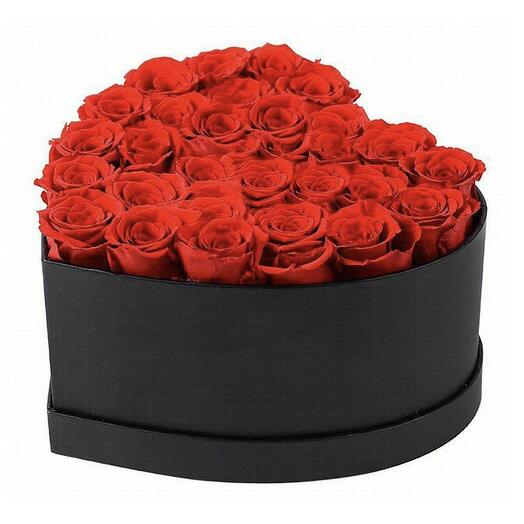 RED ROSES IN HEART BOX