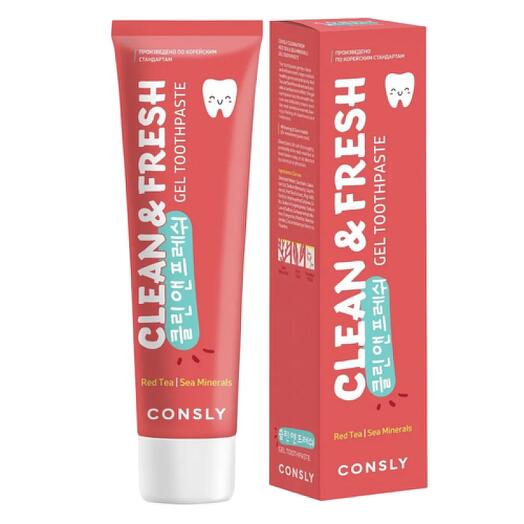 Consly Clean Fresh Red Tea   Sea Minerals Gel Toothpaste Гелевая зубная паста с красным чаем и морскими минералами - 105 г