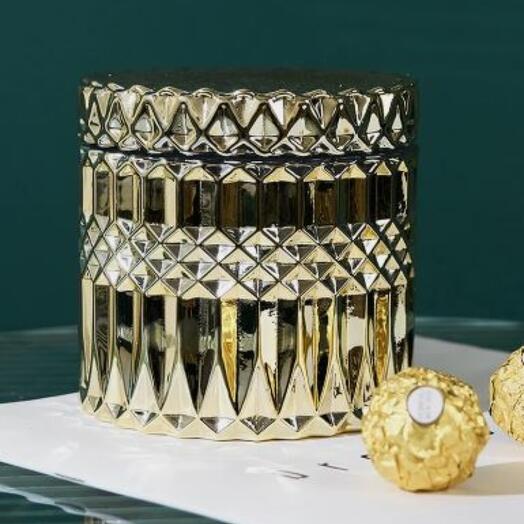 Шкатулка Эдинбург стекло золотая h=10.5 см