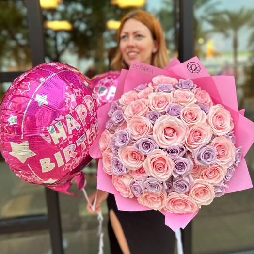 Pink Combo Bouquet + Balloons