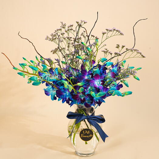 Blue Orchid Vase Arrangement