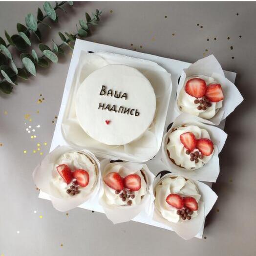 Комбо набор бенто с вашей надписью и капкейки