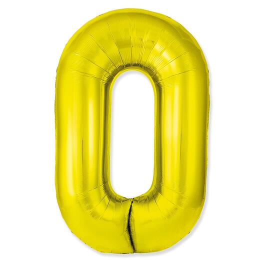 Фольгированный воздушный гелиевый шар цифра 0 золото 102 см (40 дюймов) для украшения праздника и дня рождения