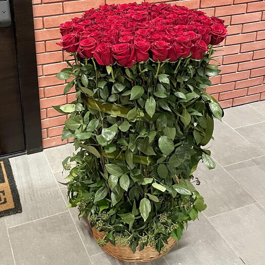 101 roses in a basket