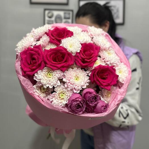 Букет «с розовыми розами 💗»