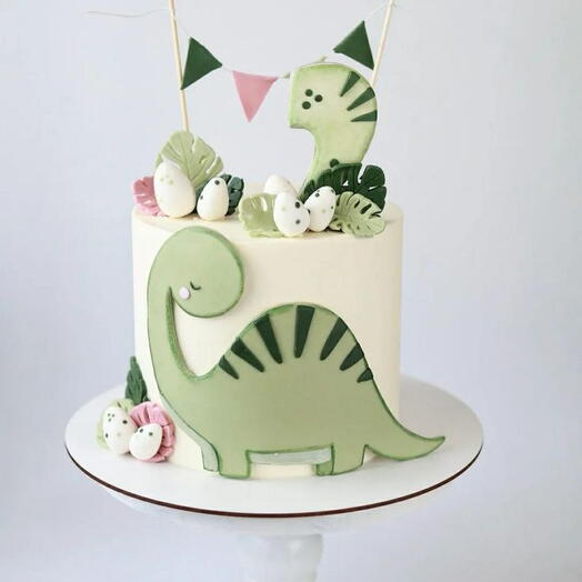 "Baby Dinosaur Birthday Cake"