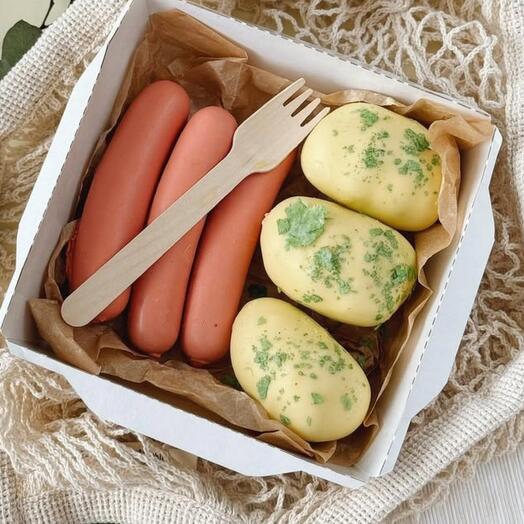 Пирожное сосиски с картошкой