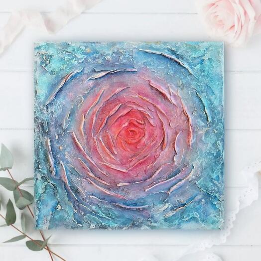Картина Роза ледяная, 30*30, абстрактная картина фактурная