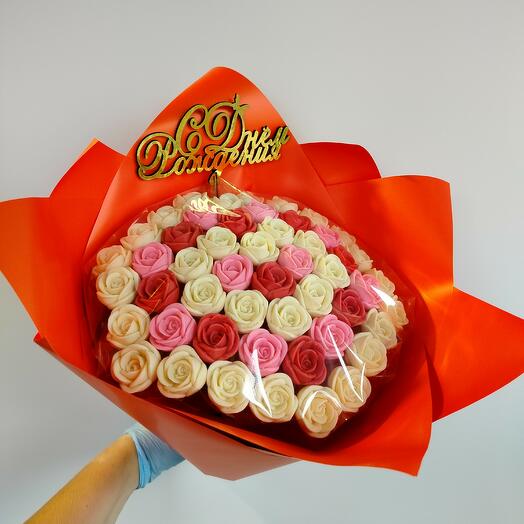 Bouquet of 51 roses with a plaque