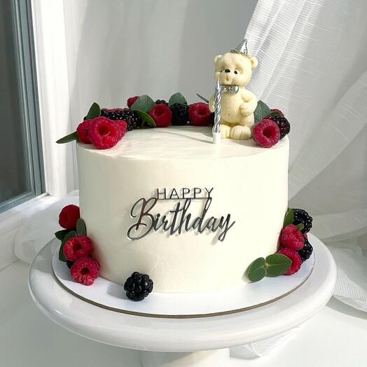Торт ребенку «Happy birthday, торт с мишкой