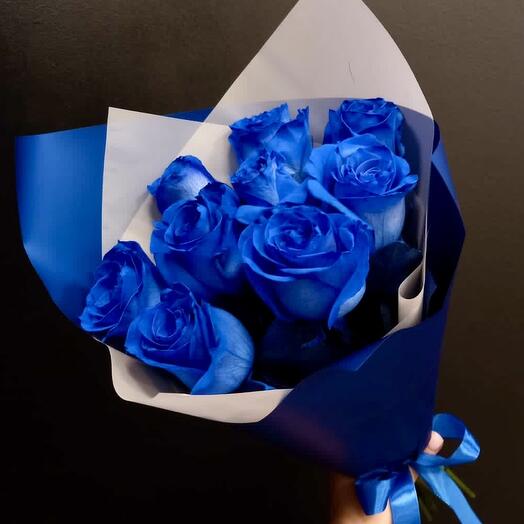 Букет из 9 синих роз