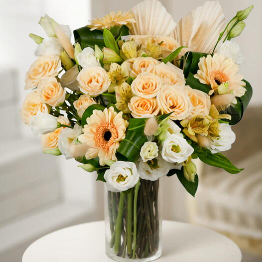 Charming Peach   White Floral Vase