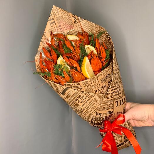 Мужской букет лимоны и вареные раки 12