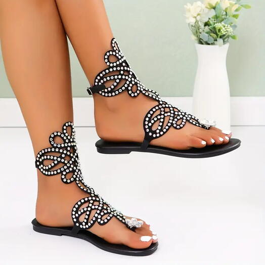 Crystal Bloom – Rhinestone Gladiator Sandals