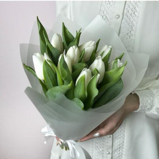 Белые тюльпаны 9шт