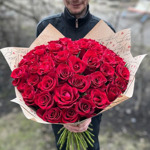 Розы 51 штука red paris