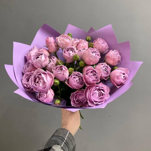 Ramo de 7 rosas pionoidales arbustos "lavanda Bubbles"