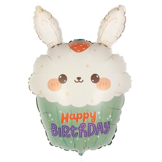 Шар из фольги «Happy Birthday» (кексик с зайчиком)
