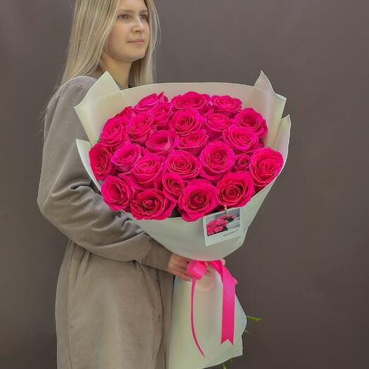 Розы розовые ( фуксия) 25 штук