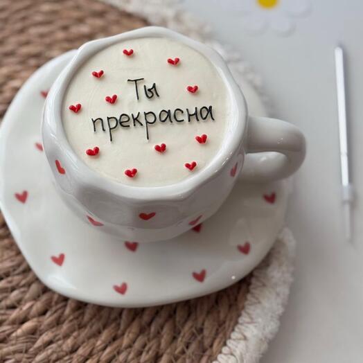 Торт в кружке/торт в чашке/  с вашей надписью/День рождения/сладкий подарок/ девушке/маме/сюрприз/8 марта