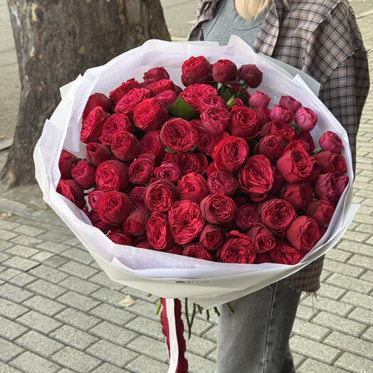 Red peony roses 35 pc
