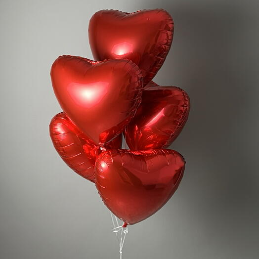 Красные воздушные шарики «сердце» 5 шт