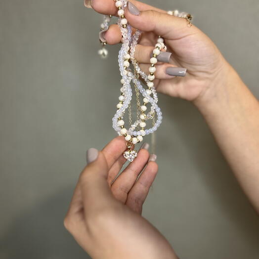 Многослойное колье ручной работы