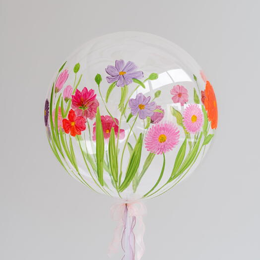 Воздушный шар Баблс с ручной росписью Цветочное поле