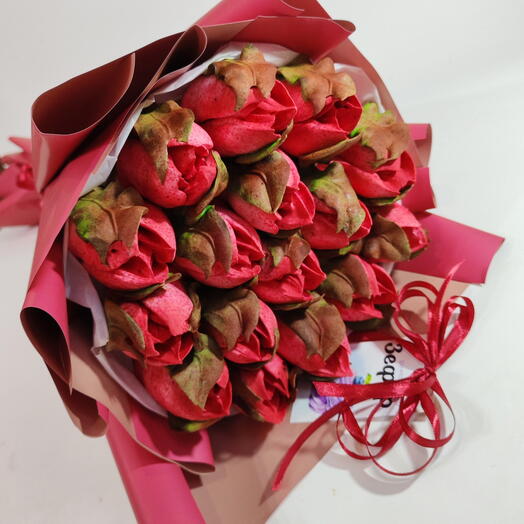 Букет на День Матери 15 Зефирных Тюльпанов ручной работы (Сладкий Подарок)