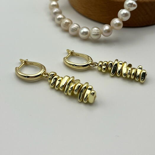 Серьги с золотистым гематитом