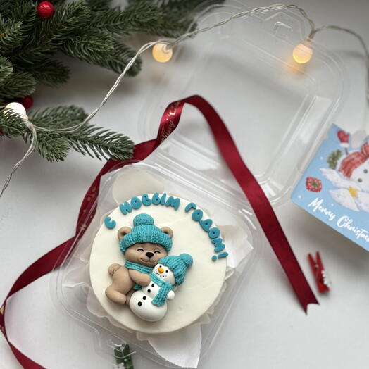 Бенто торт с мишкой и снеговиком